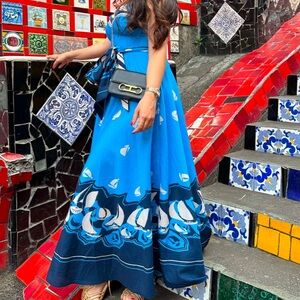 Zimmerman look alike Elegant Blue Maxi Dress